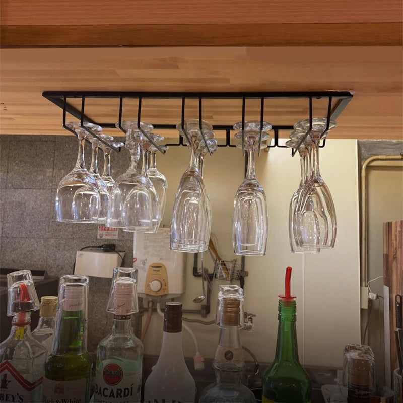 One-Piece Black Wine Glass Rack