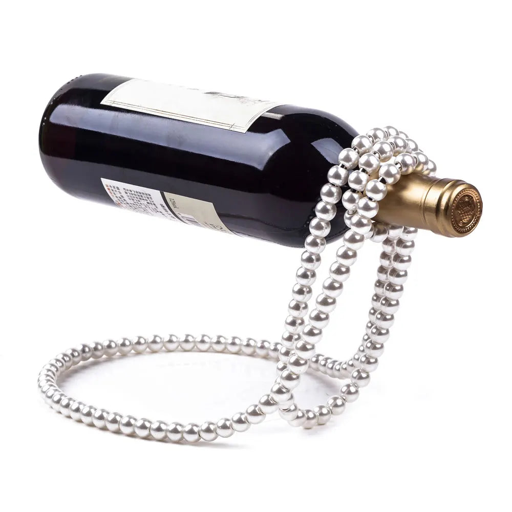 Classy Pearl Necklace Wine Holder