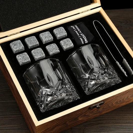 Irish Cut Whiskey Glass and Stone Set