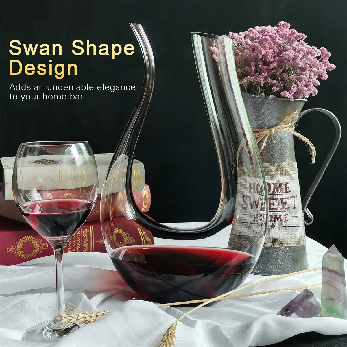 Glass Swan Wine Decanter