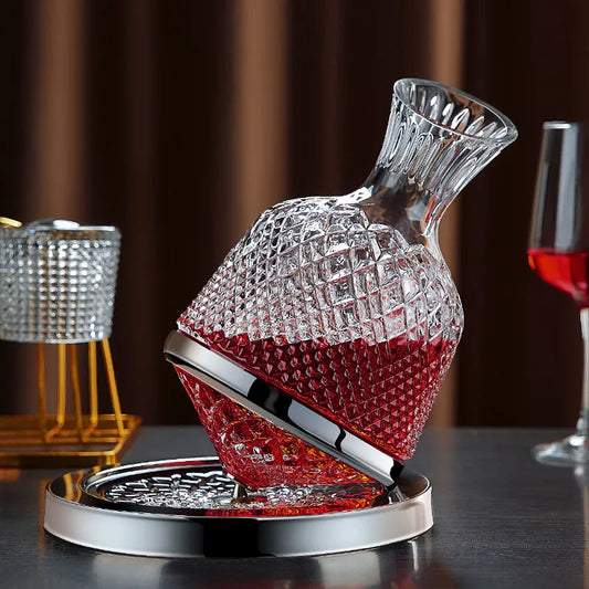 360° Rotating Premium Crystal Wine Decanter