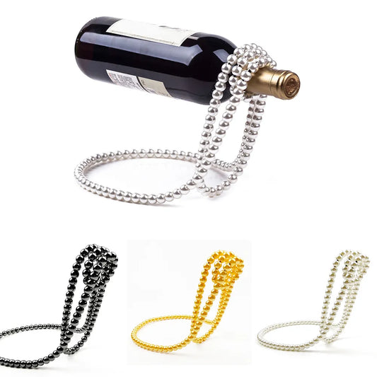 Classy Pearl Necklace Wine Holder